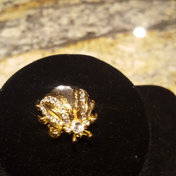 Vintage Crystal Lady Bug Brooch - Picture 4 of 6